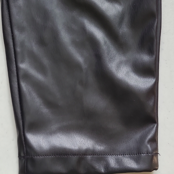 SM Wet Seal Dark Black Faux Leather Trousers Y2K - Picture 8 of 9